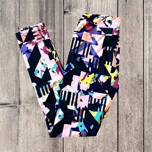 LuLaRoe Geometric Pink Purple Black Yellow Red Green Leggings Pants One Size